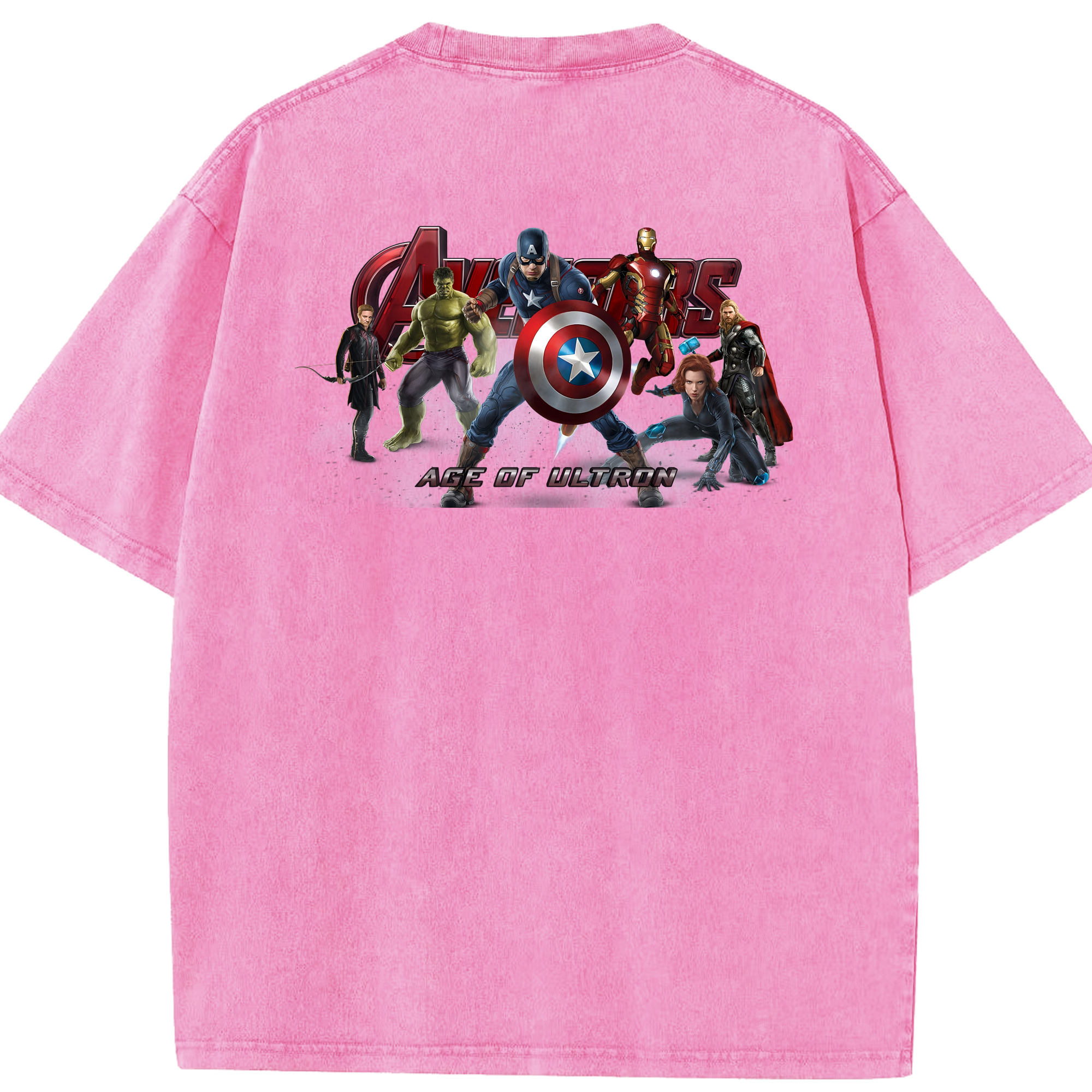 （画像用） アベンジャーズ The Avengers 綿100% ヴィンテージ風 半袖Tシャツ（背面プリント）